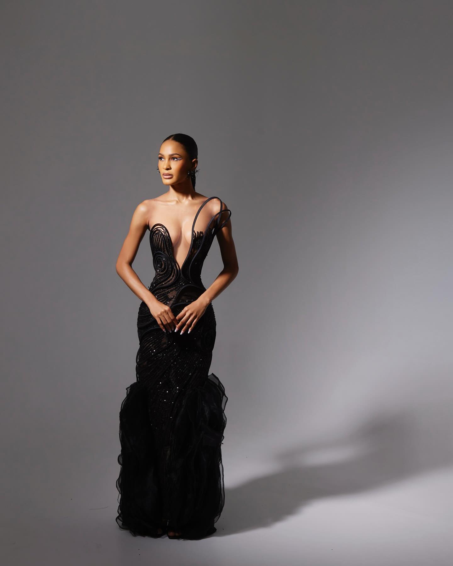 Asymmetric beaded bodice