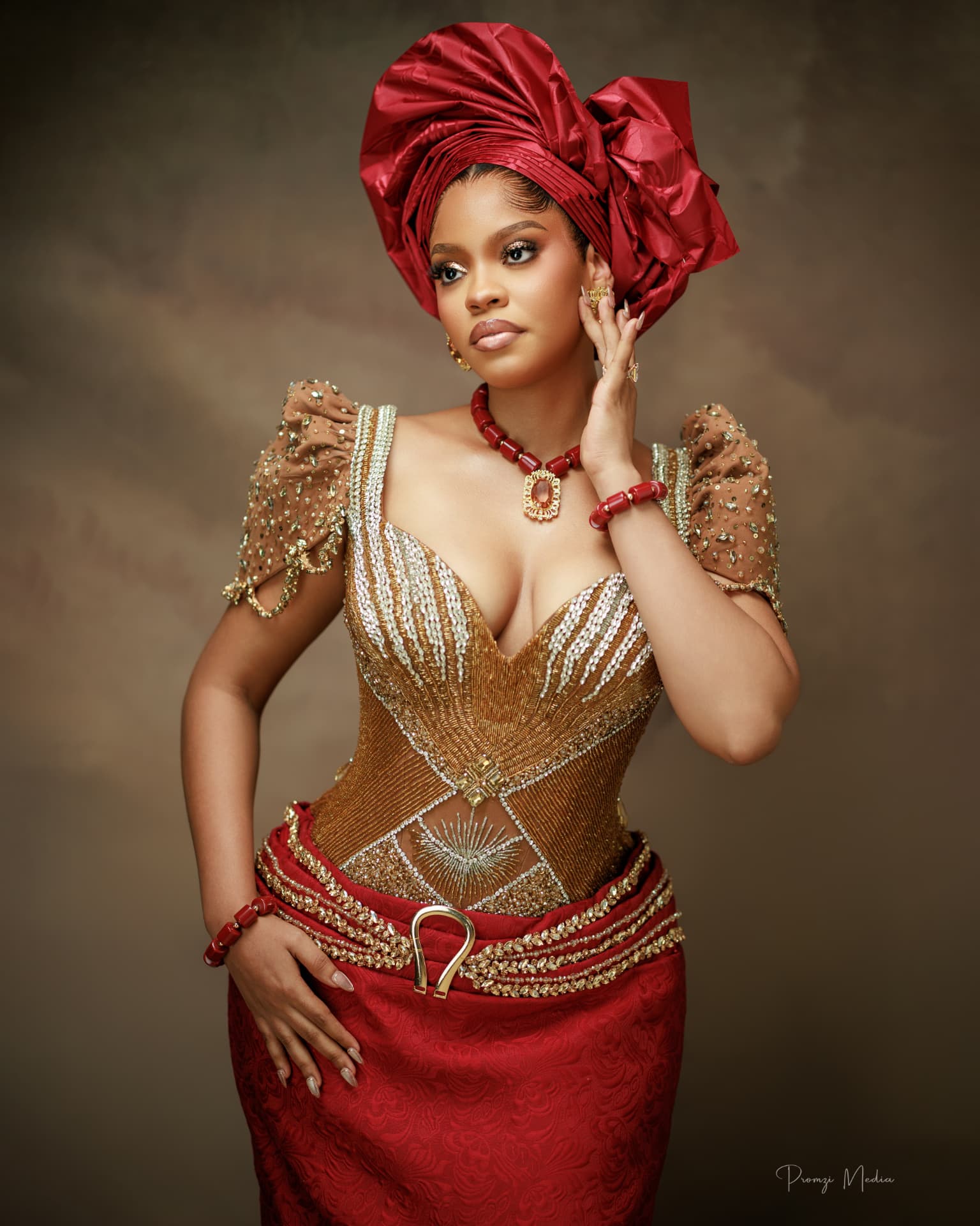 Hand-beaded traditional corset